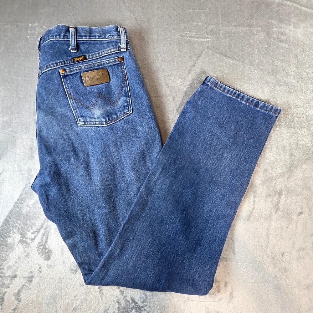 Wrangler Straight Leg Jeans Mens 38x31 Blue Western Denim Pants